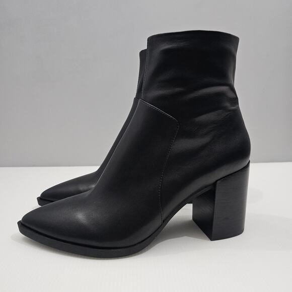 Jeffrey Campbell Duncann Ankle Bootie Womens 10 Black Pointed Toe Heeled Chic - Picture 1 of 15